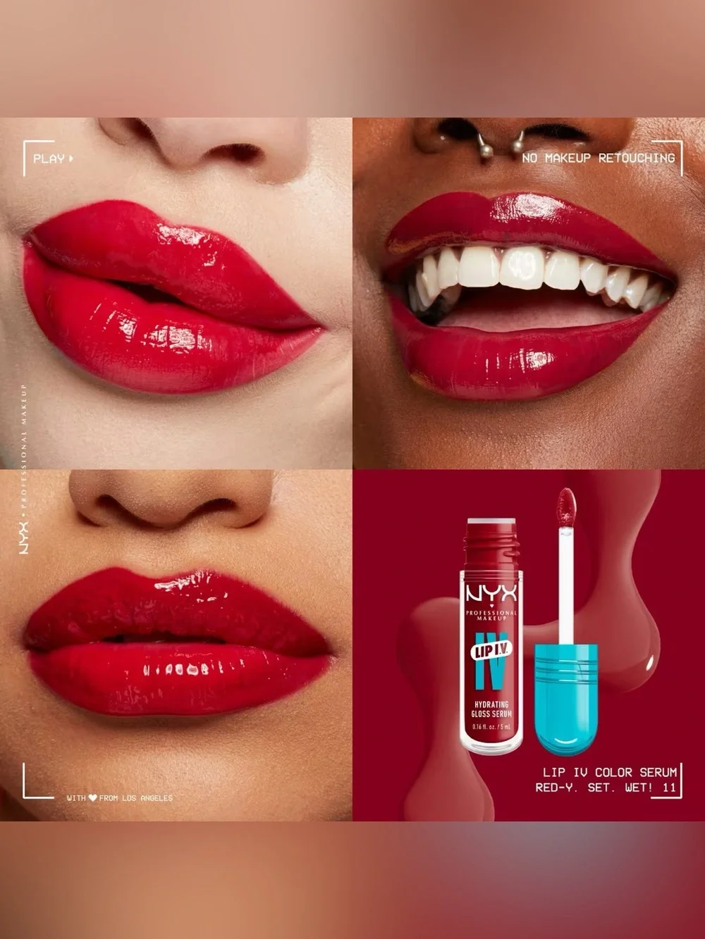 NYX Lip IV Hydrating Gloss Stain - Redy Set Wet, NEW